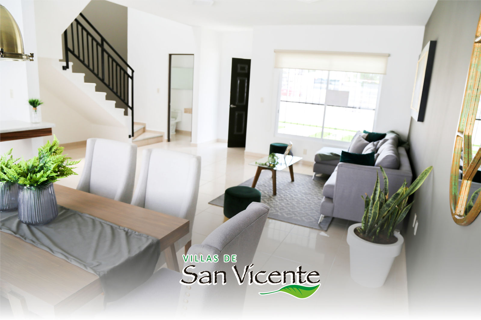 Sala y escaleras del modelo